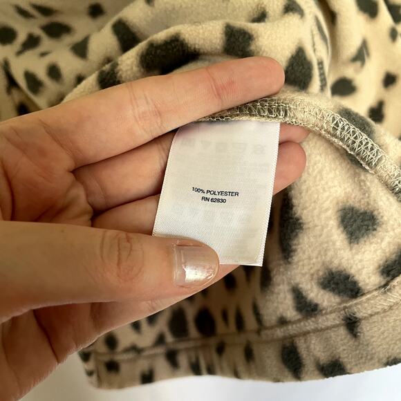 Lands' End Cheetah print tan black women's size L T quarter zip sweater fleece - Picture 6 of 8